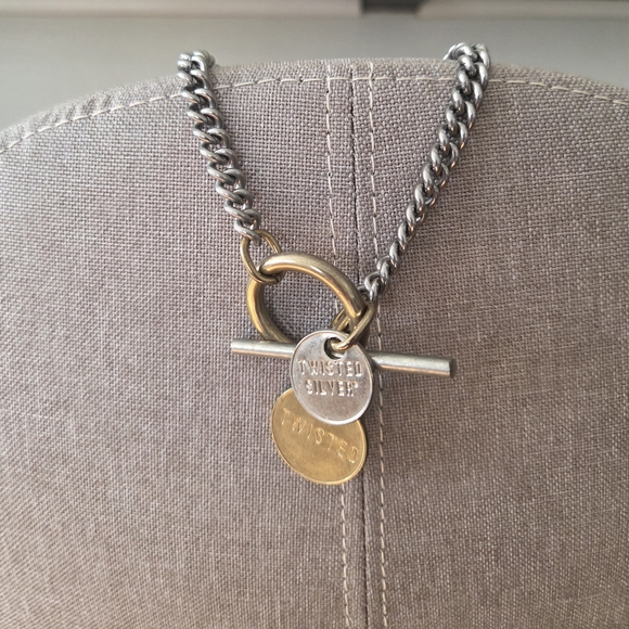 Gold and Silver Chain Necklace & Bracelet Set - Picture 3 of 7